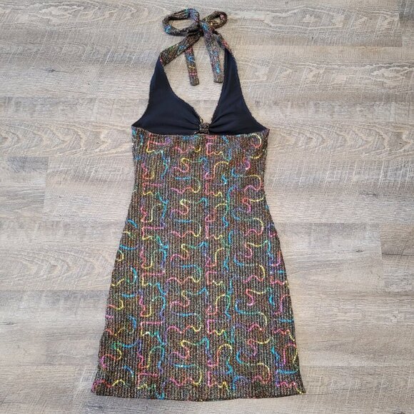 NWT URBAN OUTFITTERS | Sparkly Sequin Rainbow Halter Dress | Sz. XS - Picture 11 of 11